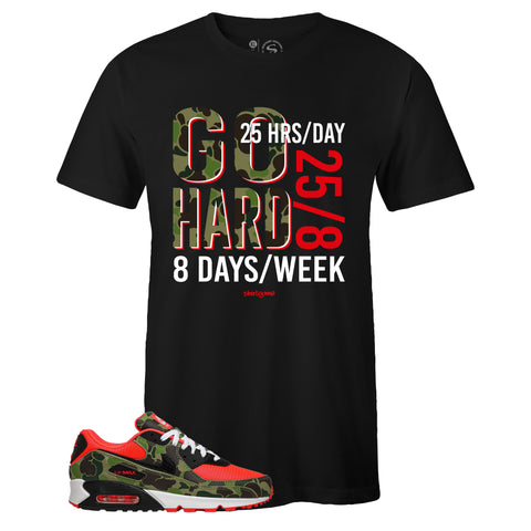 Black Crew Neck GO HARD T-shirt to Match Air Max 90 Reverse Duck Camo