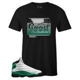 Black Crew Neck GOOD LUCK T-shirt to Match Air Jordan Retro 13 Lucky Green