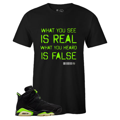 Black Crew Neck GOSSIP T-shirt to Match Air Jordan Retro 6 Electric Green