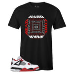 Black Crew Neck HARDCORE SNKRHEAD T-shirt to Match Air Jordan Retro 4 Fire Red