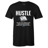 Black Crew Neck HUSTLE T-shirt to Match Air Jordan Retro 9 University Blue
