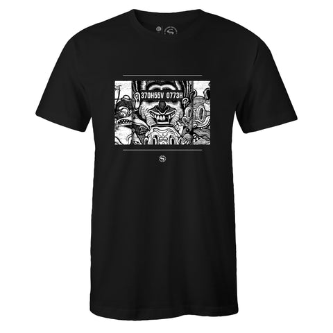 Black Crew Neck HELLO Graphic Novelty T-shirt