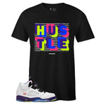 Black Crew Neck HUSTLE T-shirt to Match Air Jordan Retro 5 Alternate Bel Air