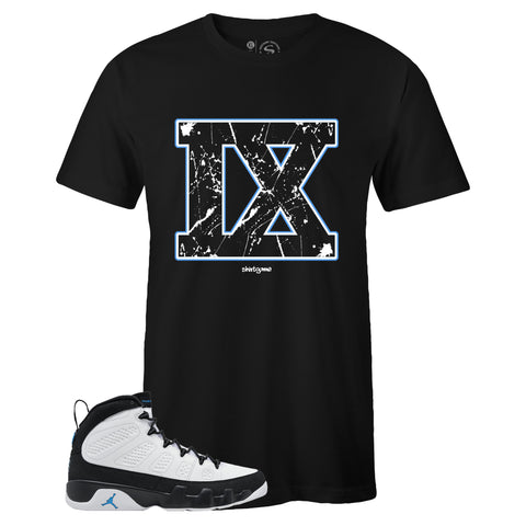 Black Crew Neck IX T-shirt to Match Air Jordan Retro 9 University Blue