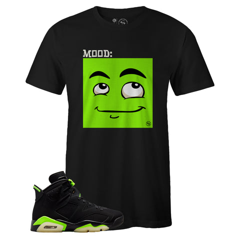 Black Crew Neck MOOD T-shirt to Match Air Jordan Retro 6 Electric Green