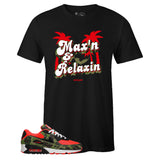 Black Crew Neck MAX'N AND RELAXIN T-shirt to Match Air Max 90 Reverse Duck Camo