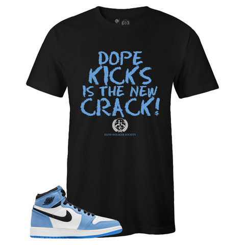 Black Crew Neck NEW CRACK T-shirt to Match Air Jordan Retro 1 University Blue