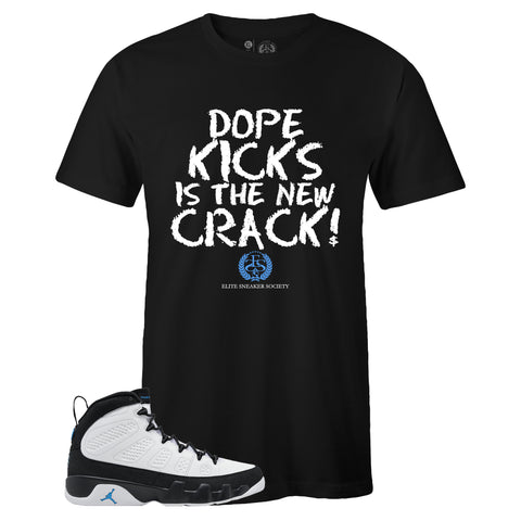 Black Crew Neck NEW CRACK T-shirt to Match Air Jordan Retro 9 University Blue