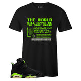 Black Crew Neck NEW NORMAL T-shirt to Match Air Jordan Retro 6 Electric Green