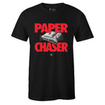 Black Crew Neck PAPER CHASER T-shirt To Match Air Jordan Retro 6 Black Infrared