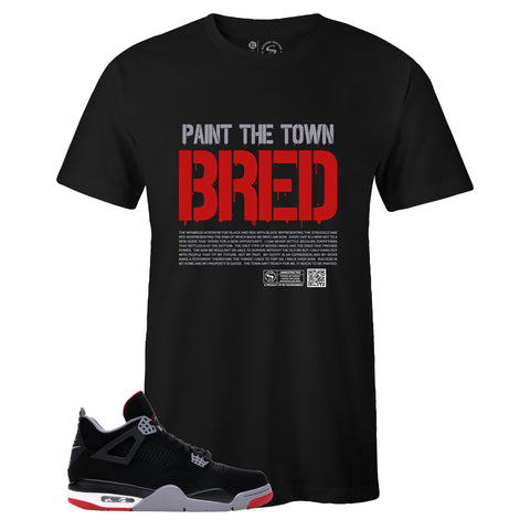 Black Crew Neck PAINT THE TOWN T-shirt To Match BRED 4