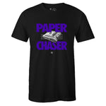 Black Crew Neck PAPER CHASER T-shirt to Match Air Jordan Retro 12 Dark Concord