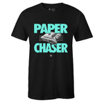 Black Crew Neck PAPER CHASER T-shirt To Match Air Jordan Retro 13 Island Green