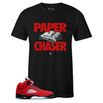 Black Crew Neck PAPER CHASER T-shirt to Match Air Jordan Retro 5 Raging Bull