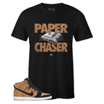 Black Crew Neck PAPER CHASER T-shirt to Match Nike SB Dunk High Premium Cork