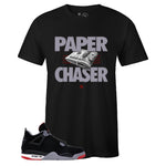 Black Crew Neck PAPER CHASER T-shirt To Match BRED 4