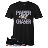 Black Crew Neck PAPER CHASER T-shirt To Match BRED 4