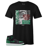 Black Crew Neck QUARANTINE T-shirt to Match Air Jordan Retro 1 OG Pine Green