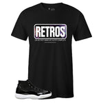 Black Crew Neck RETROS T-shirt to Match Air Jordan Retro 11 Jubilee
