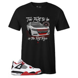 Black Crew Neck RAT RACE T-shirt to Match Air Jordan Retro 4 Fire Red