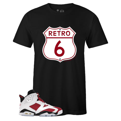 Black Crew Neck ROAD SIGN T-shirt to Match Air Jordan Retro 6 Carmine
