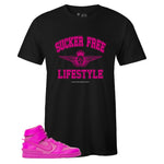 Black Crew Neck SUCKER FREE LIFESTYLE T-shirt to Match Ambush x Nike Dunk High Lethal Pink