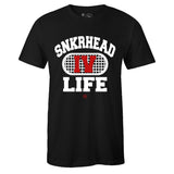 Black Crew Neck SNKRHEAD IV LIFE T-shirt to Match Air Jordan Retro 4 Fire Red