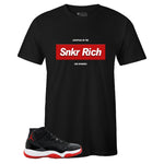 Black Crew Neck SNKR RICH Box Logo T-shirt to Match Bred 11