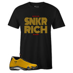 Black Crew Neck SNKR RICH Lifestyle T-shirt To Match Air Jordan Retro 14 Reverse Ferrari