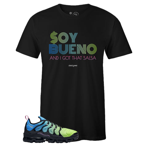 Black Crew Neck SOY BUENO T-shirt To Match Air VaporMax Plus Aurora Green