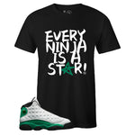 Black Crew Neck STAR T-shirt to Match Air Jordan Retro 13 Lucky Green