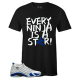 Black Crew Neck STAR T-shirt to Match Air Jordan Retro 14 Hyper Royal