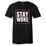 Black Crew Neck STAY WOKE T-shirt to Match Air Jordan Retro 4 Fire Red