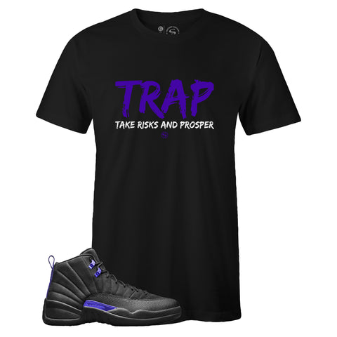 Black Crew Neck TRAP T-shirt to Match Air Jordan Retro 12 Dark Concord