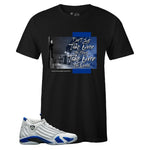 Black Crew Neck TAKE OVER T-shirt to Match Air Jordan Retro 14 Hyper Royal