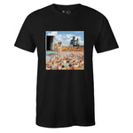 Black Crew Neck TIGER BEACH Graphic Novelty T-shirt