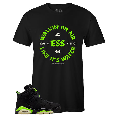 Black Crew Neck WALKIN' ON AIR T-shirt to Match Air Jordan Retro 6 Electric Green