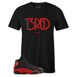 Men's Black Crew Neck 13RED T-shirt To Match Air Jordan Retro 13 BRED