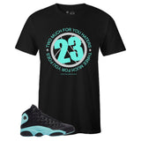 Black Crew Neck 23 T-shirt To Match Air Jordan Retro 13 Island Green