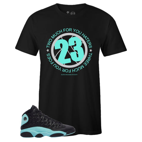 Black Crew Neck 23 T-shirt To Match Air Jordan Retro 13 Island Green
