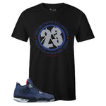 Black Crew Neck 23 T-shirt To Match Air Jordan Retro 4 WNTR Loyal Blue