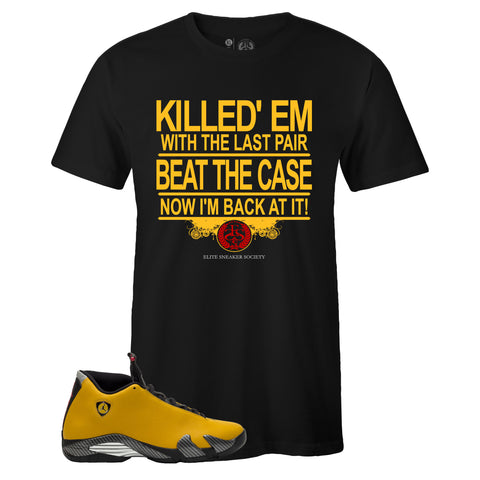 Black Crew Neck BEAT THE CASE T-shirt To Match Air Jordan Retro 14 Reverse Ferrari