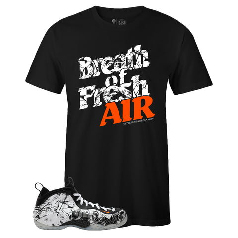 Black Crew Neck BREATH OF FRESH AIR T-shirt To Match Air Foamposite One Shattered Backboard