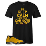 Black Crew Neck KEEP CALM T-shirt To Match Air Jordan Retro 14 Reverse Ferrari