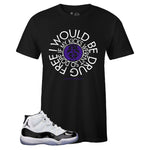 Black Crew Neck DRUG FREE T-shirt to Match Air Jordan Retro 11 CONCORD