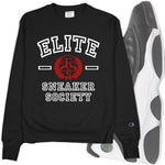 Black Crew Neck ELITE Champion Sweatshirt to Match Air Jordan Retro 13 Reverse He Got Game