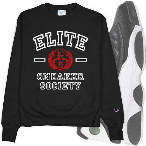 Black Crew Neck ELITE Champion Sweatshirt to Match Air Jordan Retro 13 Reverse He Got Game