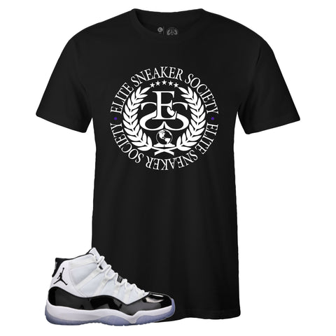 Black Crew Neck ELITE SNEAKER SOCIETY T-shirt to Match Air Jordan Retro 11 CONCORD