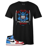 Black Crew Neck SAMURAI WARRIOR T-shirt To Match Air Jordan Retro 1 OG FEARLESS