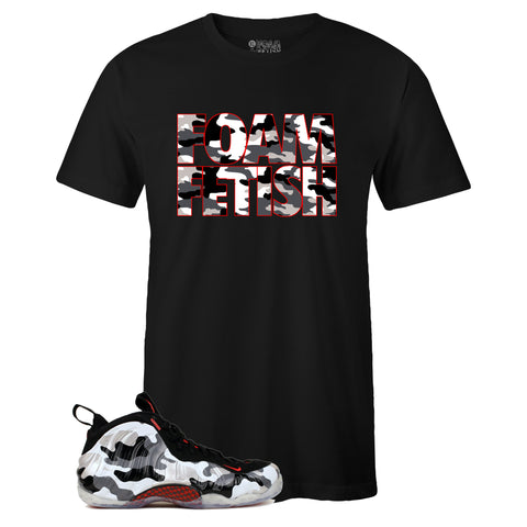 Black Crew Neck FOAM FETISH T-shirt to Match Air Foamposite One Fighter Jet